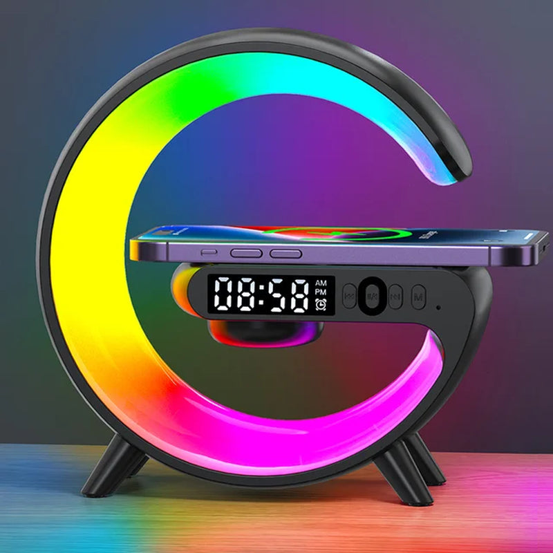 Multifunction 3 in 1 Wireless Charger Pad Stand Speaker RGB Night Light Fast Charging Station for Iphone Samsung Xiaomi Huawei