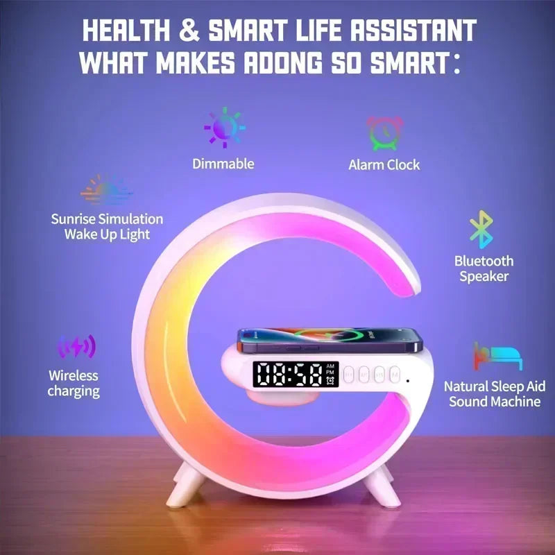 Multifunction 3 in 1 Wireless Charger Pad Stand Speaker RGB Night Light Fast Charging Station for Iphone Samsung Xiaomi Huawei