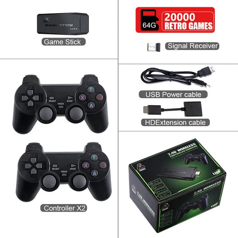 Video Game Console 2.4G Double Wireless Controller Game Stick 4K 20000 Games 64GB 32GB Retro Games for TV Boy Gift